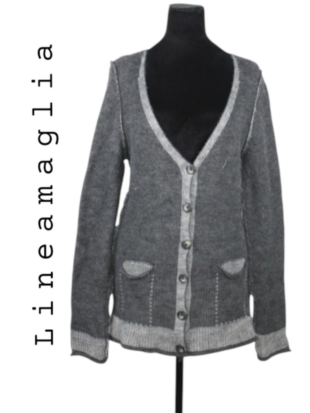 Lineamaglia Made in Italy Cardigan Sweater with Front Pockets Size Large